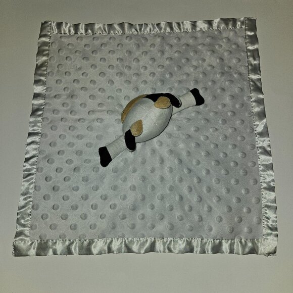 Cow Lovey Plush Baby Toy Minky Dot Satin Trim Pro Goleem White Black Brown - Picture 4 of 7